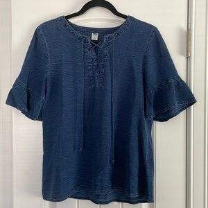 Denim Lace up Blouse